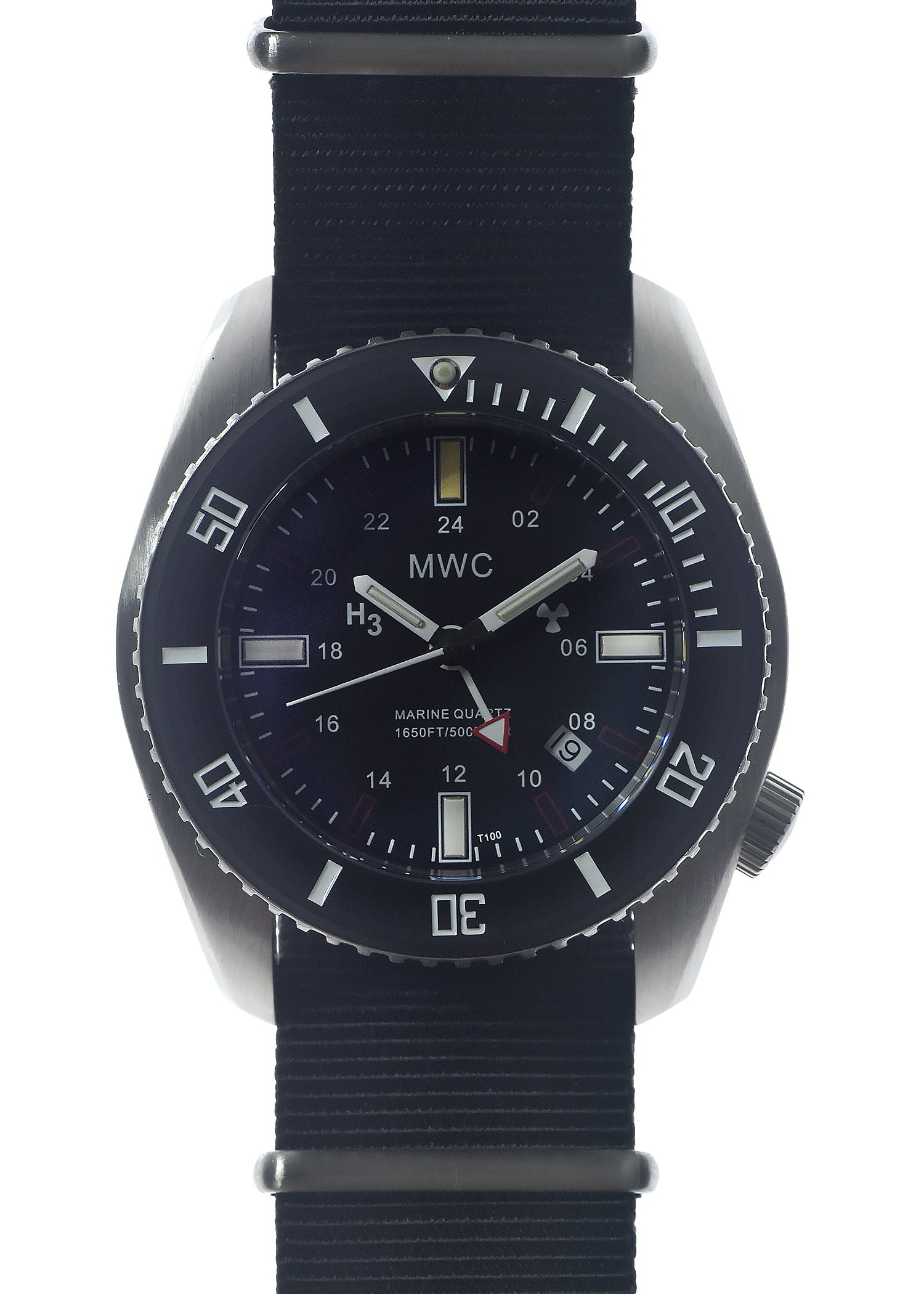 MWC "Submarine / Naval Dive Crew" 500m (1,640ft) Water Resistant Dual Time Zone Military Watch in a Stainless Steel Case with GTLS & Helium Valve - Under Half Price / Likely Needs a Battery Replacement - Location UK