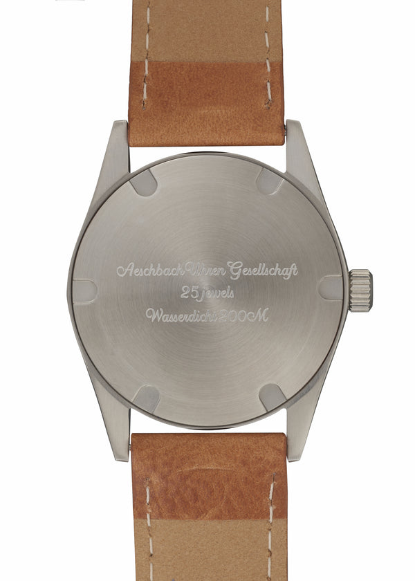 Aeschbach 1950s Pattern 25 Jewel Automatic Watch with Retro Luminous Paint, Sapphire Crystal and Calf Leather Strap - Ex photographic Sample Reduced