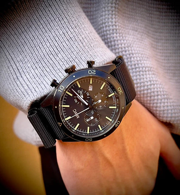 Limited Edition MWC 100m Water Resistant Stainless Steel Swiss Airline Pilots Chronograph - Ex Display Watch from the 2025 U.S Shot Show Reduced