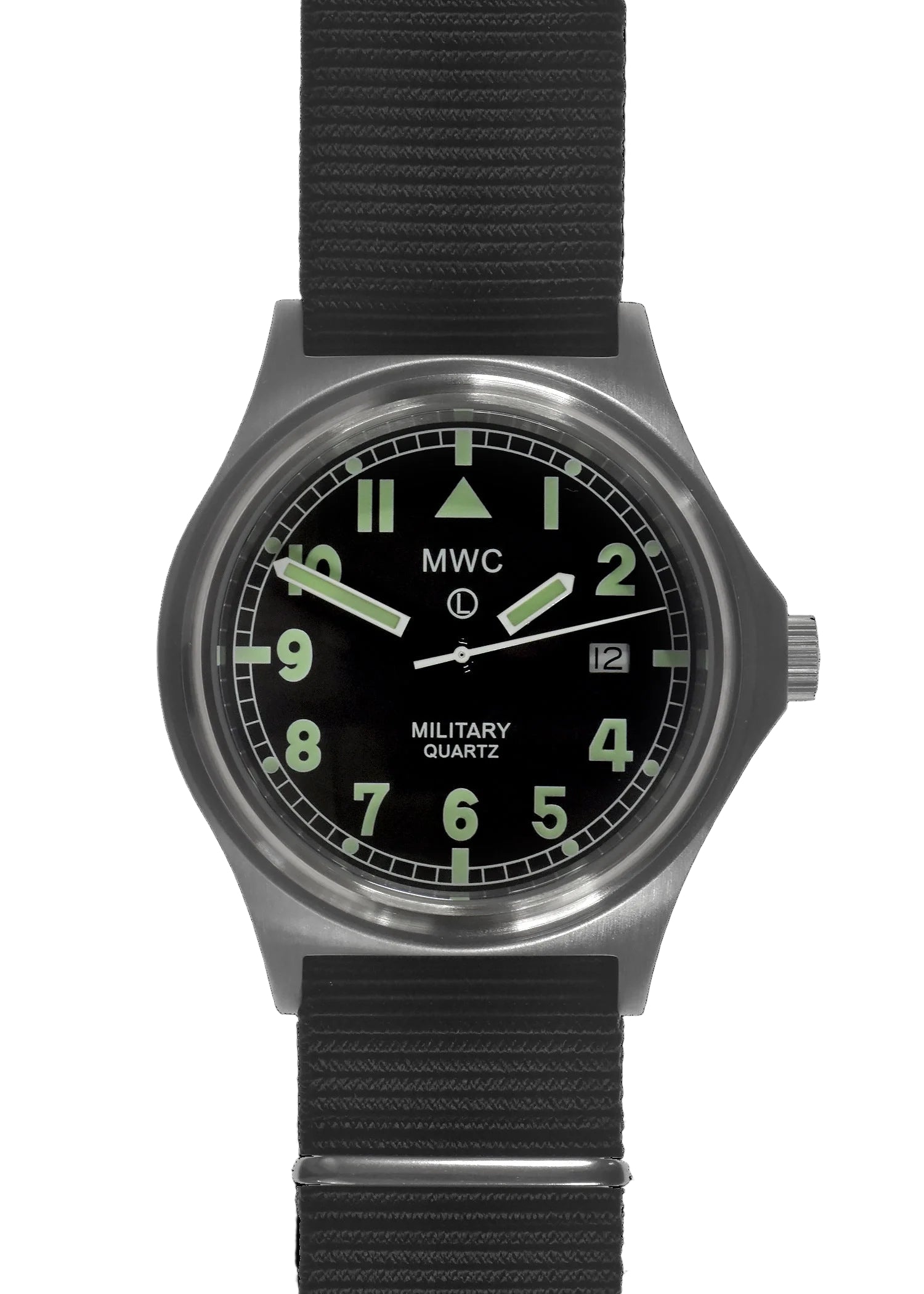 MWC G10 50m (165ft) Water Resistant NATO Pattern Military Watch with Satin Case Finish, Fixed Strap Bars and 60 Month Battery Life - Running but Crown Needs Resetting