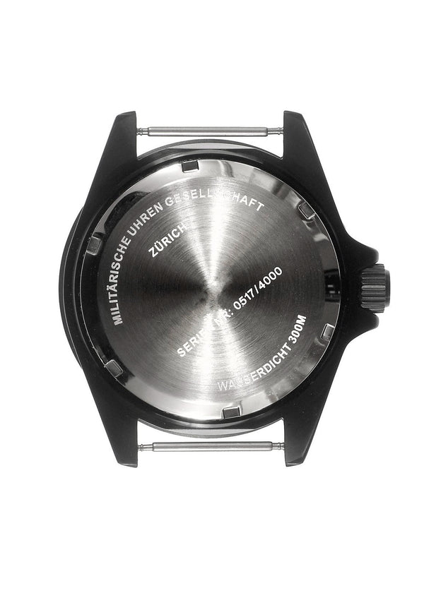 MWC GMT 300m Water Resistant Dual Timezone Military Watch in Black PVD Steel on Matching Bracelet