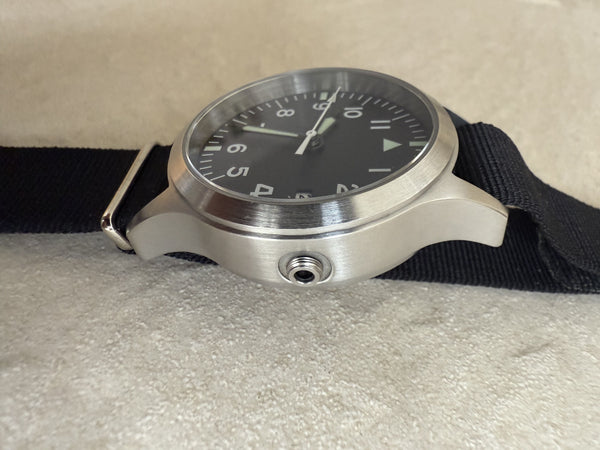 MWC Mk III Stainless Steel 1950's Pattern 100m Water Resistant Automatic Military Watch with Sapphire Crystal (12 Hour Dial Variant) - Needs a Replacement Crown