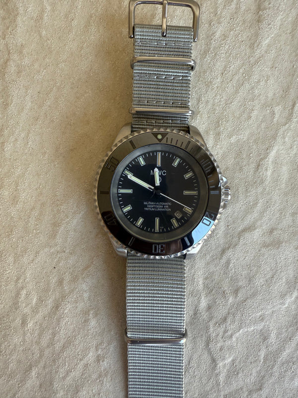 2013 MWC 21 Jewel 300m Automatic Military Divers Watch on NATO Strap (Tritium GTLS and Ceramic Bezel) - Running