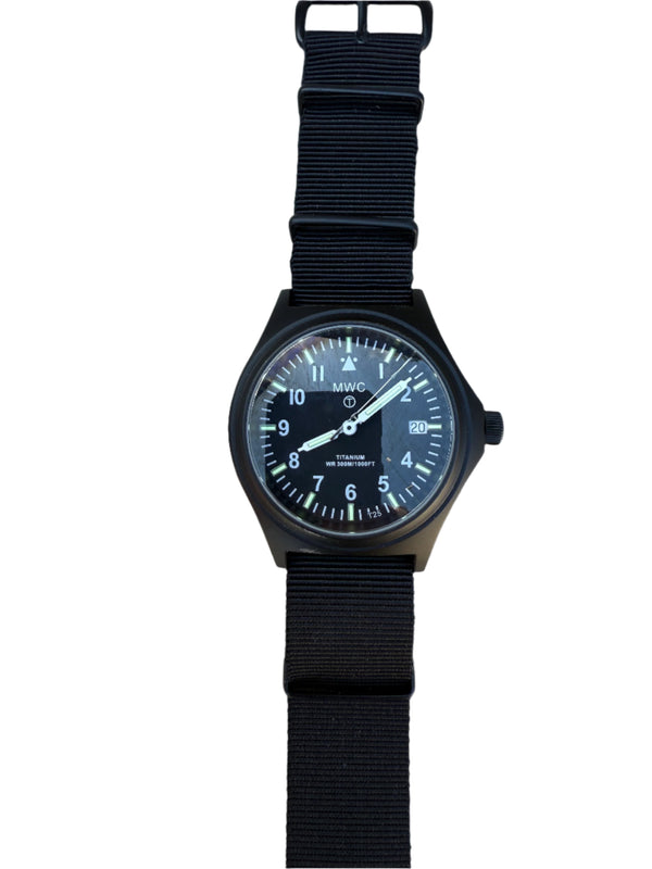 Black PVD Titanium G10 Military Watch with 300m Water Resistance, Sapphire Crystal, 10 Year Battery Life and GTLS Tritium Illumination - Second Hand Needs Replacement