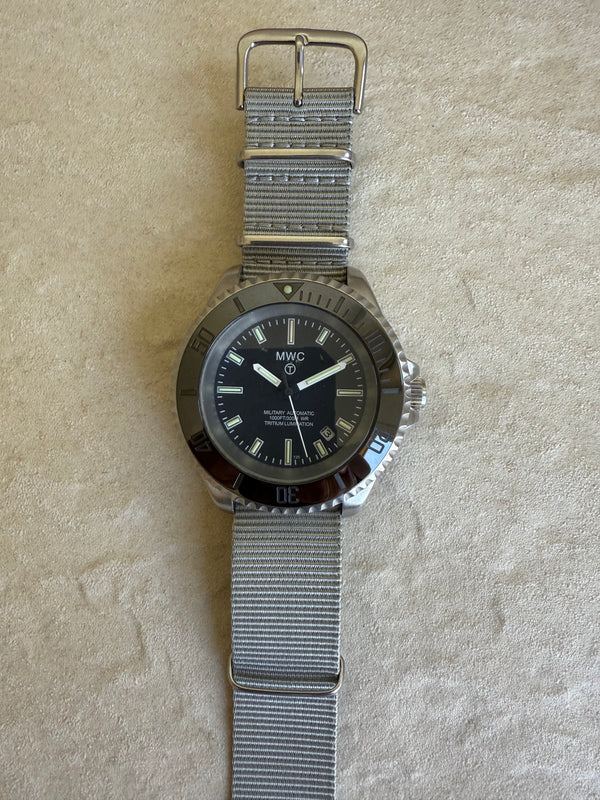 2013 MWC 21 Jewel 300m Automatic Military Divers Watch on NATO Strap (Tritium GTLS and Ceramic Bezel) - Running