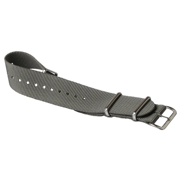 Single Pass 24mm Admiralty Grey NATO Military Watch Strap in Ballistic Nylon with Stainless Steel Fasteners