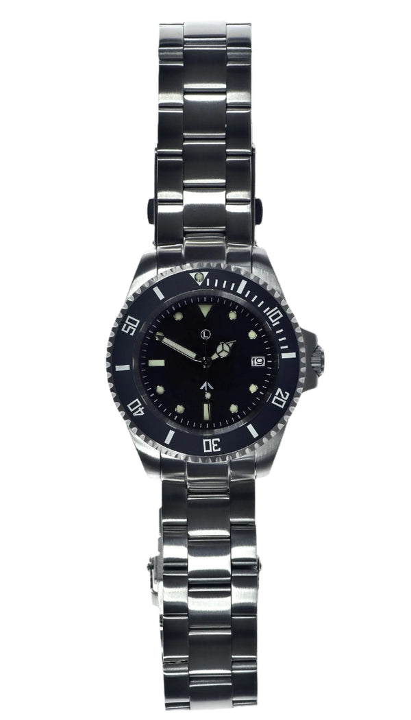 MWC 21 Jewel 300m Water Resistant Automatic Military Divers watch on Steel Bracelet with Sapphire Crystal and Ceramic Bezel