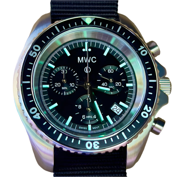 MWC NATO Pattern Stainless Steel Military Pilots Chronograph with Sapphire Crystal