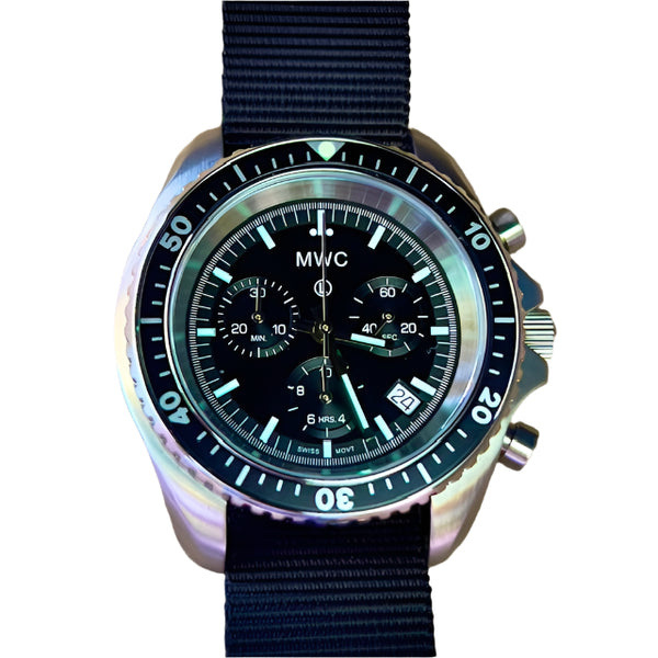 MWC NATO Pattern Stainless Steel Military Pilots Chronograph with Sapphire Crystal