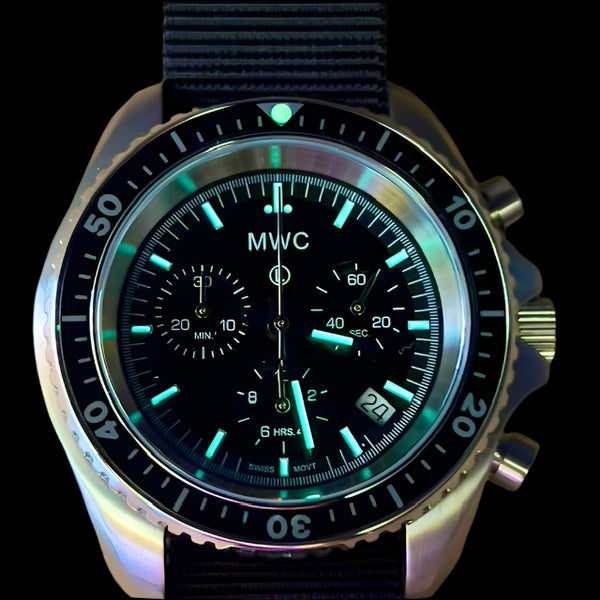 MWC NATO Pattern Stainless Steel Military Pilots Chronograph with Sapphire Crystal