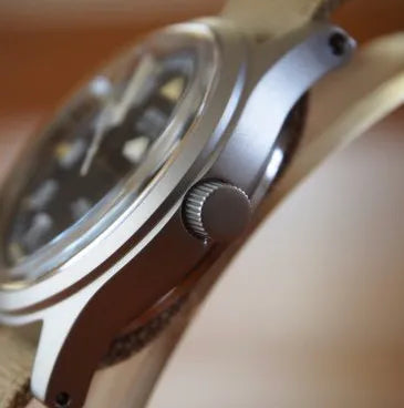 MWC 1940s to 1960s Pattern General Service Watch with Sterile Dial and 24 Jewel Automatic Movement (Retro Cream Dial Variant) - Ex Display from the 2025 International Armoured Vehicles Show - Reduced to Under Half Price