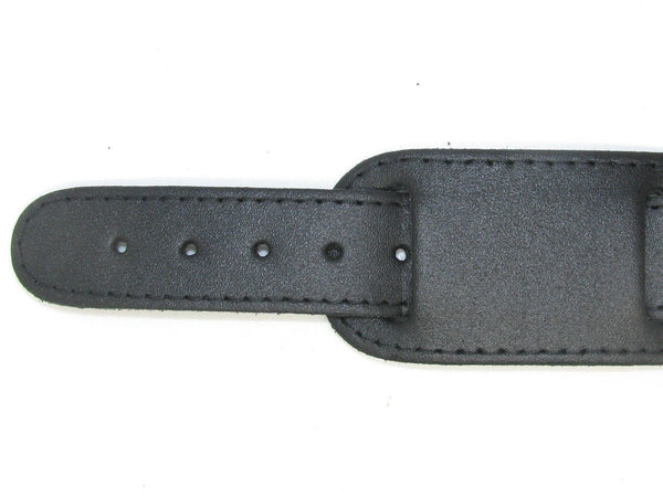 Black 1950s Pattern 20mm Leather Military Watch Strap with Gilt Buckle