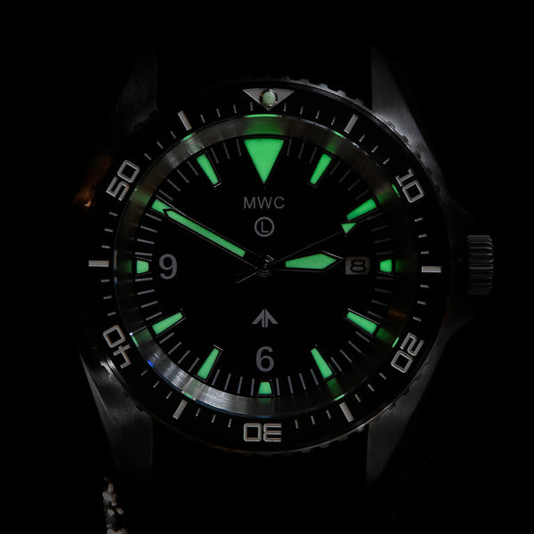 MWC Military Divers Watch in Stainless Steel Case with Sapphire Crystal, Ceramic Bezel and Solid Fixed Strap Bars (Quartz) Ex Display Watch from FEINDEF (La feria de Defensa y Seguridad de España) in Spain