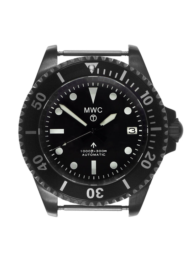 MWC 24 Jewel 1982 Pattern 300m Automatic Military Divers Watch in Black PVD with a Sapphire Crystal on a NATO Webbing Strap - Ex Display Watch from the SDSC-UK Fair Save 50%!