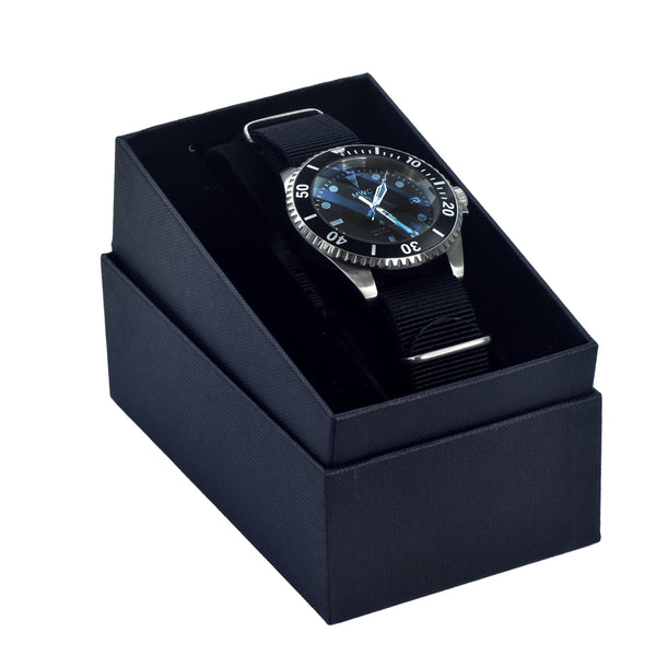 MWC 24 Jewel 1982 Pattern 300m Automatic Military Divers Watch with Sapphire Crystal on a NATO Webbing Strap - Ex Display Watch From the U.S Shot Show Save 50% Off Normal Price