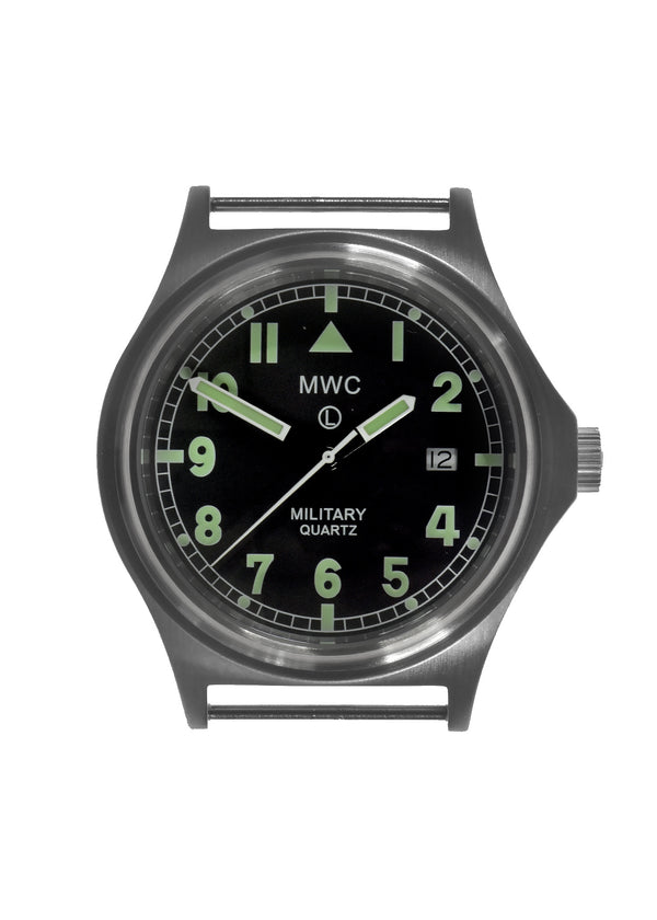 MWC G10 100m Water resistant Military Watch in Stainless Steel Satin Finish Case with Screw Crown and Ten Year Battery Life