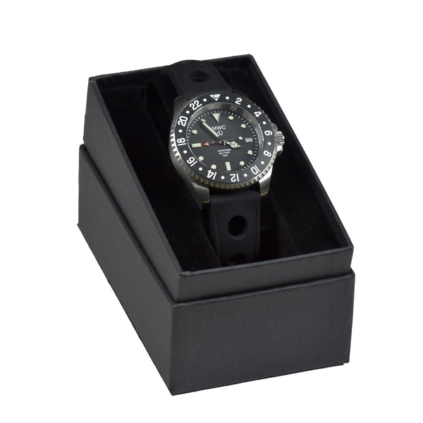 MWC Stainless Steel GMT (Dual Time Zone) Military Watch with Sapphire Crystal and Ceramic Bezel on Silicon Band with 2 NATO Straps