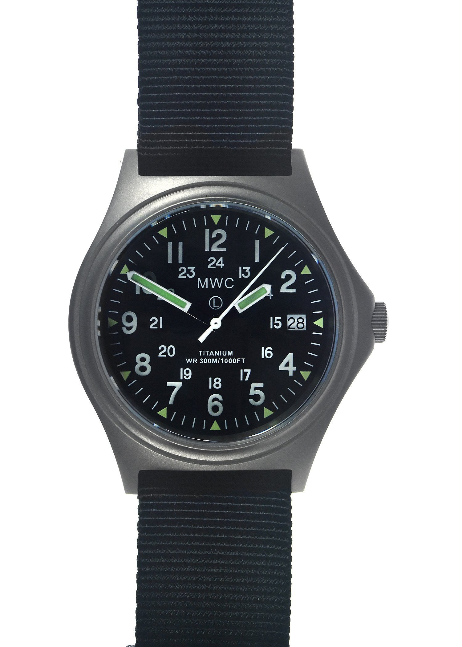 MWC Titanium General Service Watch, 300m Water Resistant, 10 Year Battery Life, Luminova, Sapphire Crystal and 12/24 Dial Format (Date Version)