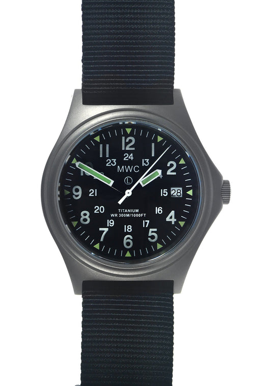 MWC Titanium General Service Watch, 300m Water Resistant, 10 Year Battery Life, Luminova, Sapphire Crystal and 12/24 Dial Format (Date Version)