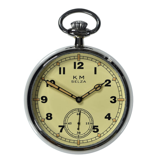 Selza WW2 Pattern German Navy (Kriegsmarine) 17 Jewel Hand Wound Military Pocket Watch - Crown Needs Resetting but Runs Fine