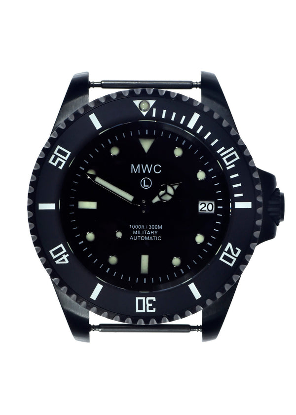 MWC 24 Jewel 300m Automatic Military Divers Watch in Black PVD Steel with Ceramic Bezel and Sapphire Crystal