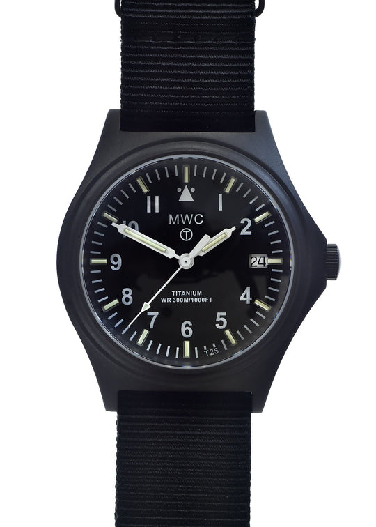 Black PVD Titanium G10 Military Watch with 300m Water Resistance, Sapphire Crystal, 10 Year Battery Life and GTLS Tritium Illumination - Ex Display Watch from the 2025 Shot Show - Reduced to Half Price to Clear - Location UK