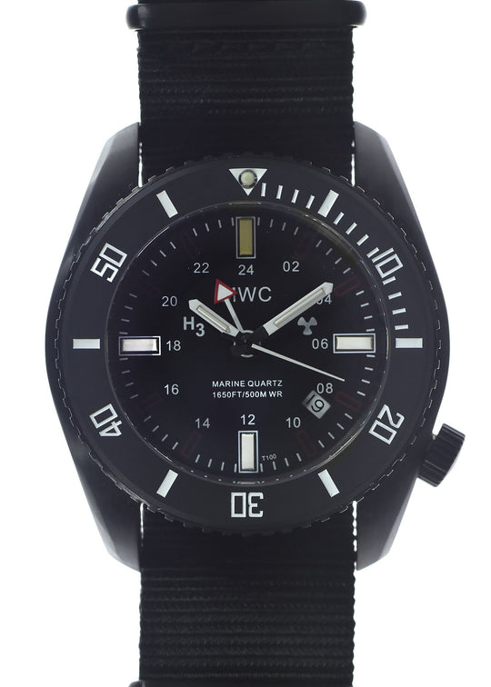 MWC "Submarine / Naval Crew Divers Watch" 500m (1,640ft) Water Resistant Dual Time Zone Military Watch in PVD Stainless Steel Case with GTLS and Helium Valve - Ex Display Watch from thee 2025 Shot Show in Last Vegas - Reduced