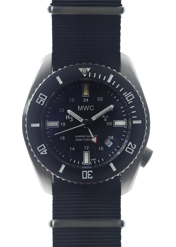 MWC "Submarine / Naval Dive Crew" 500m (1,640ft) Water Resistant Dual Time Zone Military Watch in a Stainless Steel Case with GTLS & Helium Valve - Under Half Price / Likely Needs a Battery Replacement - Location UK