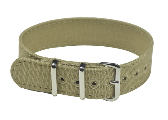 Retro Pattern 18mm Canvas Military Watch Strap in Khaki