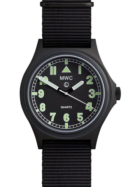 MWC G10 100m / 330ft Water resistant Black PVD Steel Military Watch with Sapphire Crystal - UK NATO Stock Number: NSN 6645-99-493-1283 - Ex Display Watch from the 2024 SPIE Security + Defence Show  Reduced