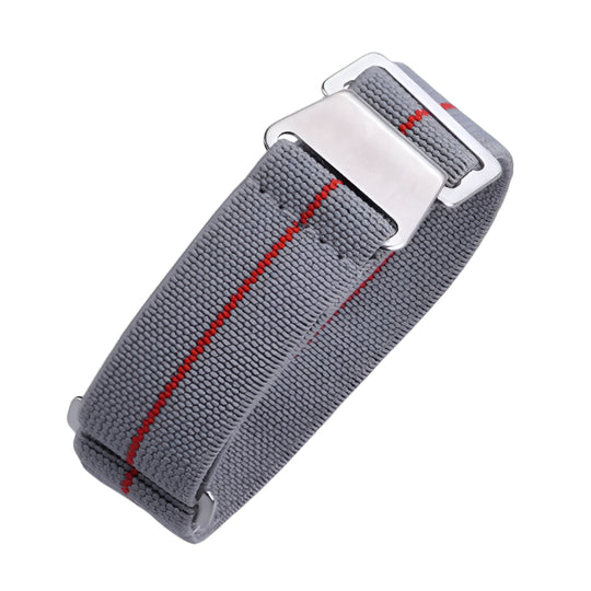 20mm Elasticated French Navy and Special Forces Strap in Grey with a Red Stripe