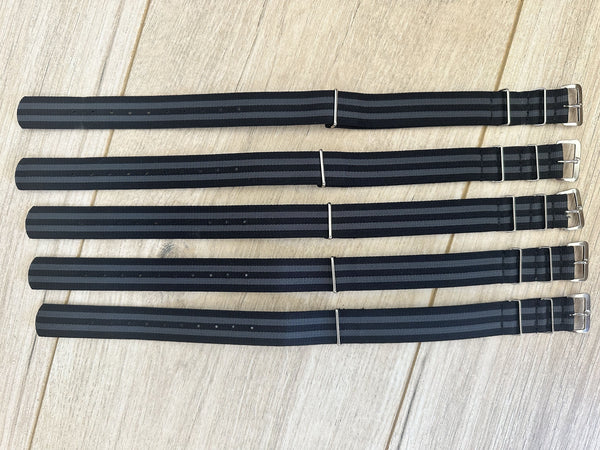 Reduced to Clear - Bundle of Five 18mm "James Bond Pattern" NATO Military Watch Straps Save over 70%!