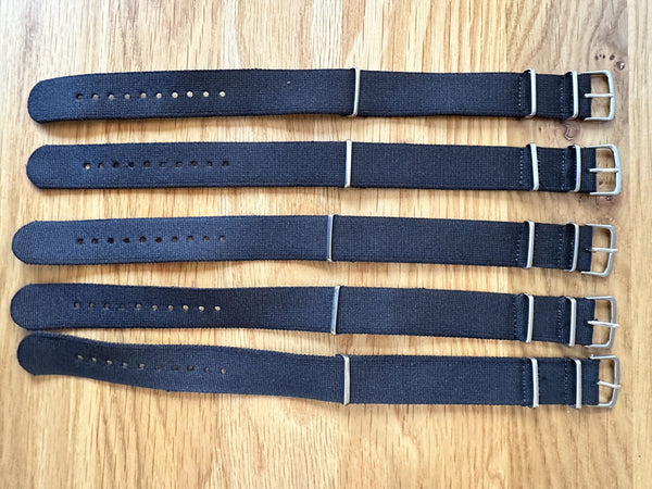 Clearance Bundle of 5 x 20mm Black NATO Military Watch Straps as Pictured - Surplus Stock Reduced to Under Half Price to Clear