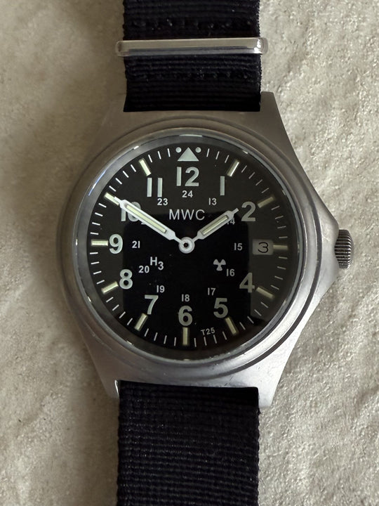 MWC Titanium General Service Watch with 300m Water Resistance, 10 Year Battery Life, GTLS, Sapphire Crystal and 12/24 Dial Format - Needs Hand Resetting but Running Fine