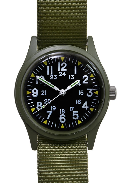MIL-W-46374A Vietnam War Pattern Watch on Webbing Strap - Will Need A New Battery Hence Reduced to Clear at Well Under Half Price
