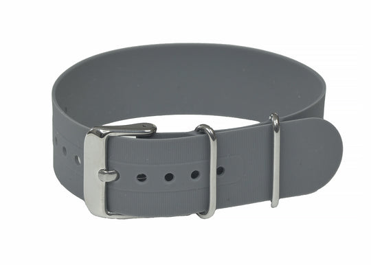 22mm Grey Silicone/Rubber NATO Military Watch Strap