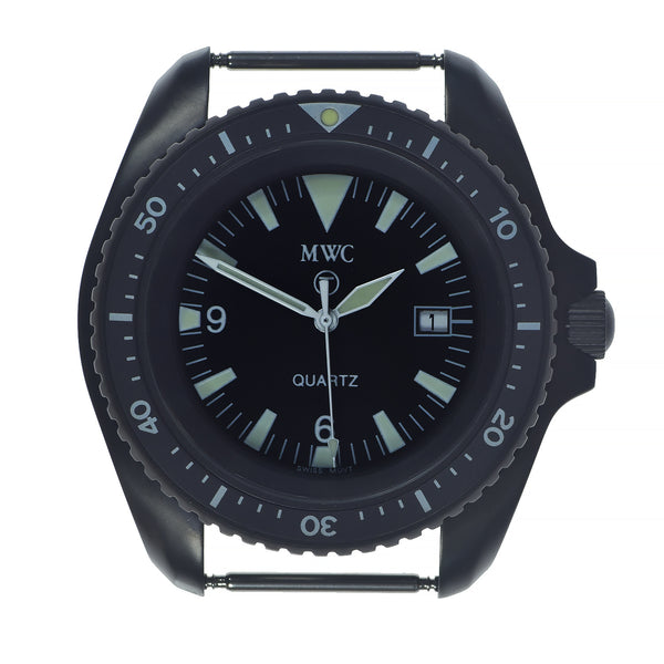Brand New and Very Rare Original 2001 MWC Black PVD Steel Quartz Military Divers Watch