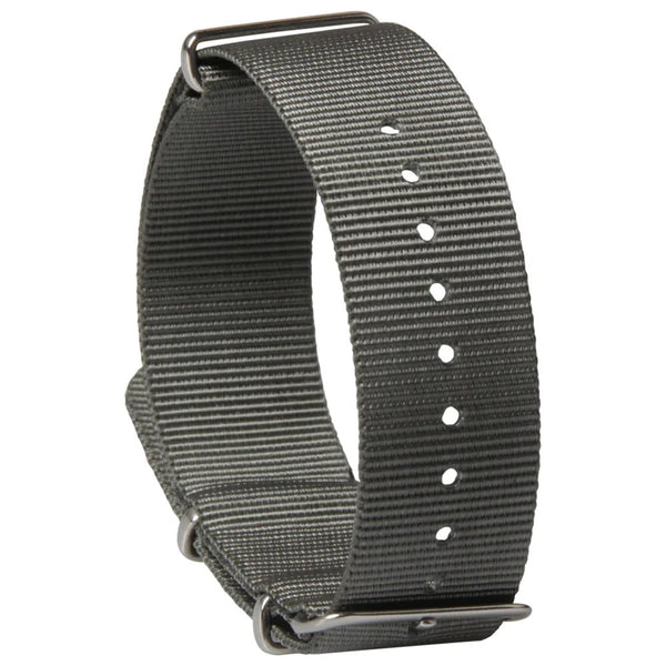 Single Pass 20mm Admiralty Grey NATO Military Watch Strap in Ballistic Nylon with Stainless Steel Fasteners