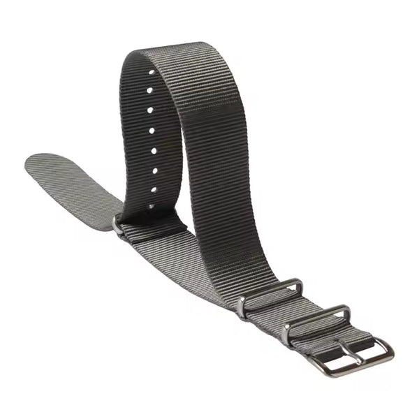 Single Pass 22mm Admiralty Grey NATO Military Watch Strap in Ballistic Nylon with Stainless Steel Fasteners