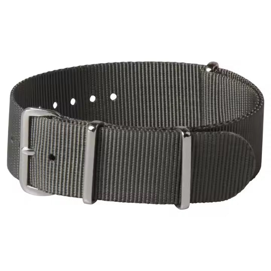Single Pass 20mm Admiralty Grey NATO Military Watch Strap in Ballistic Nylon with Stainless Steel Fasteners