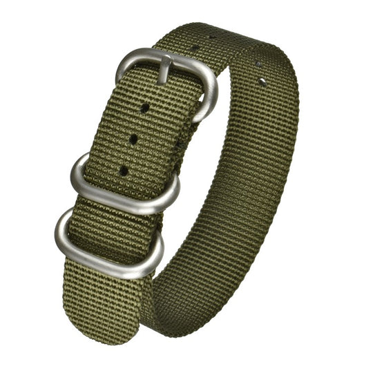 18mm Olive Green Ballistic Nylon Zulu Pattern Military Watch Strap