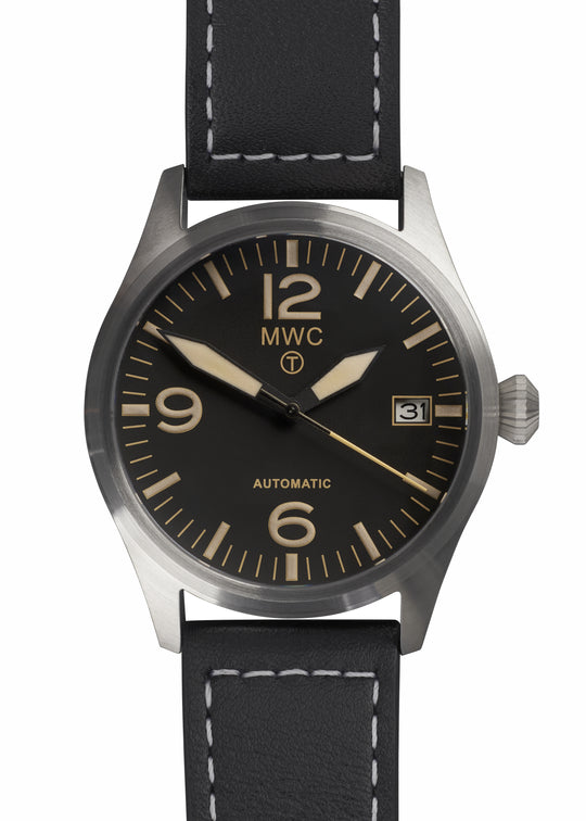 MWC Classic 40mm Stainless Steel Aviator Watch with 24 Jewel Automatic Movement and 100m Water Resistance