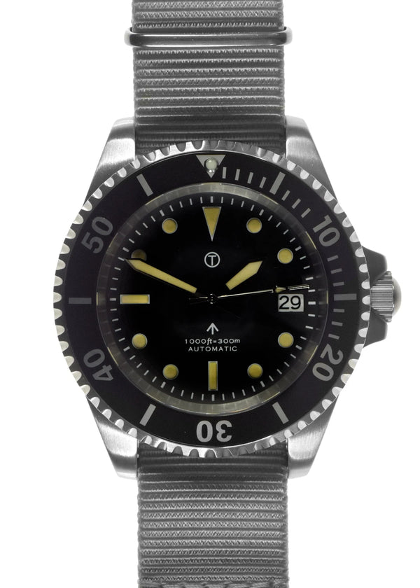 Military Industries 1982 Pattern 300m Water Resistant Military Divers Watch With Date Window (Automatic) - Needs Crown Resetting