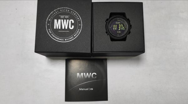 MWC Tactical Military Watch with LCD Digital Display. Functions Include Altimeter, Barometer, Compass, Dual Time Zones and Step Counter - Brand New Pre-Production Watch Reduced
