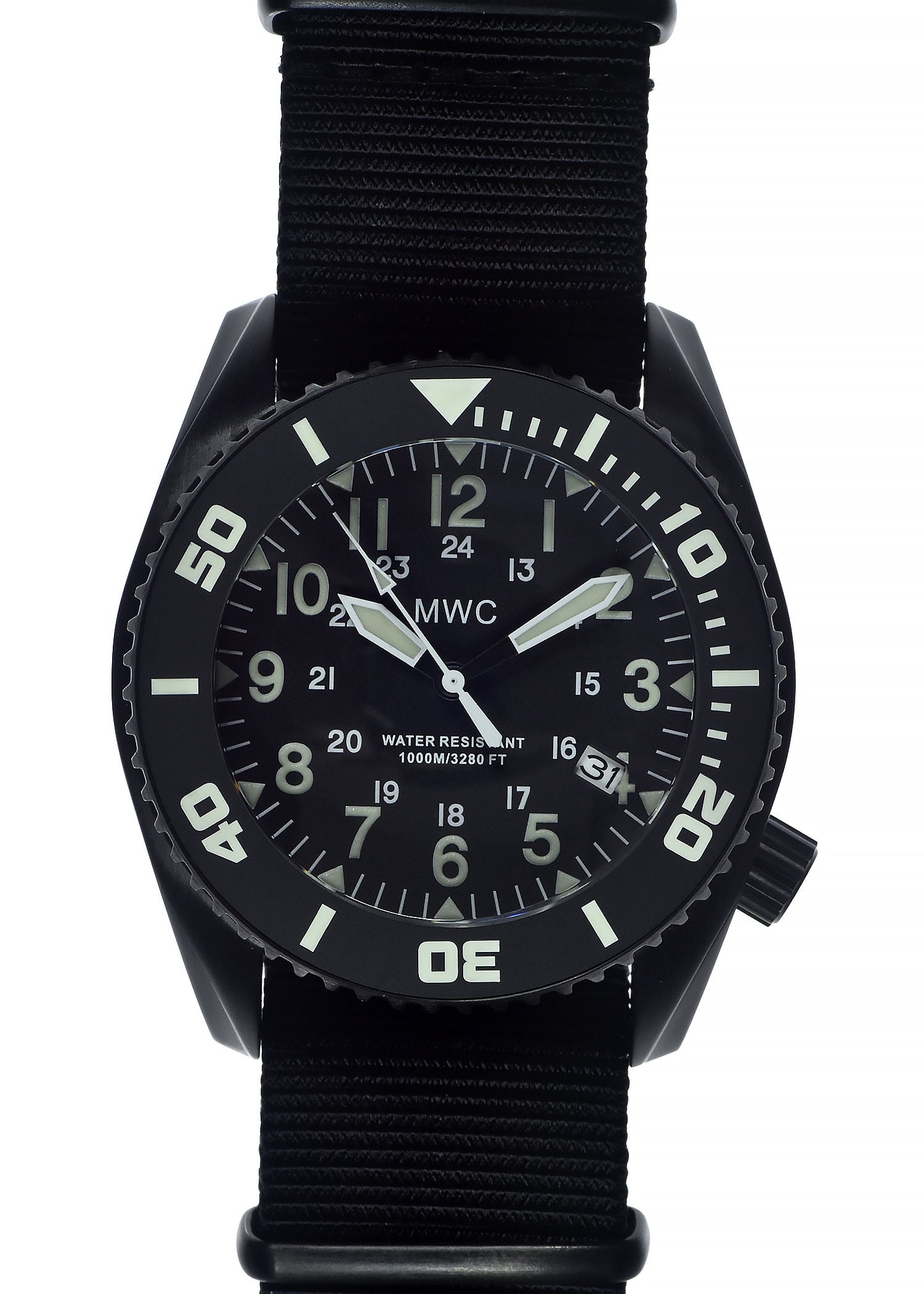 MWC "Depthmaster" 100atm / 3,280ft / 1000m Water Resistant Military Divers Watch in PVD Stainless Steel Case with Helium Valve (Quartz)