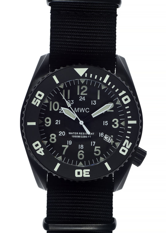 MWC "Depthmaster" 100atm / 3,280ft / 1000m Water Resistant Military Divers Watch in PVD Stainless Steel Case with Helium Valve (Quartz)
