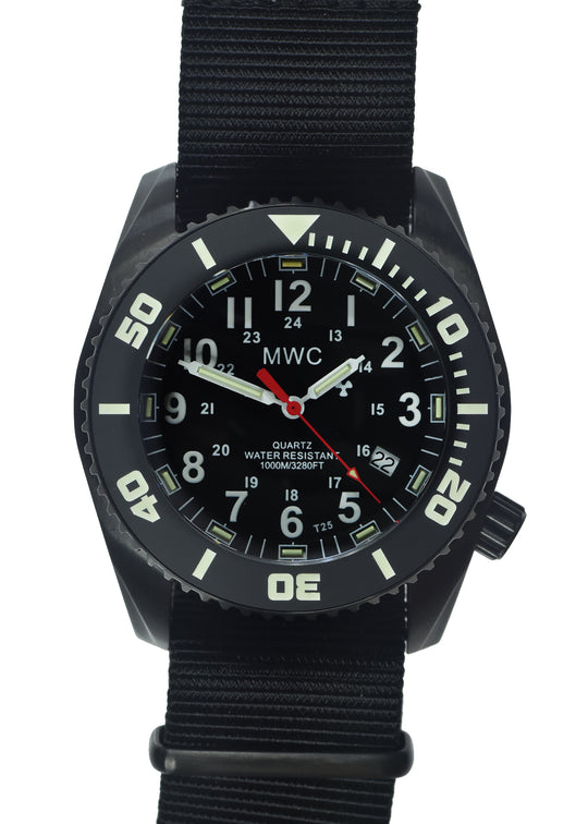MWC "Depthmaster" 100atm / 3,280ft / 1000m Water Resistant Military Divers Watch in PVD Stainless Steel Case with GTLS and Helium Valve (Swiss Ronda 715li Movement) Ex Display Watch from the US Shot Reduced