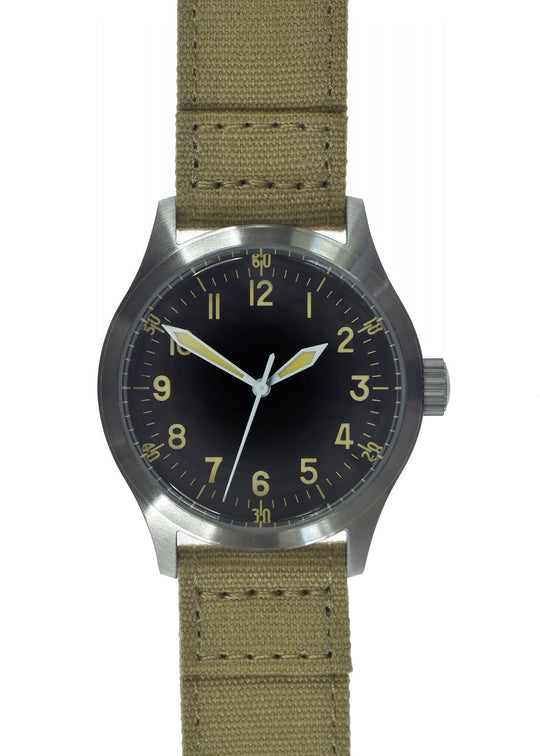 A-11 1940s WWII Pattern Military Watch (Automatic) Brushed Steel Finish with 100m Water Resistance and Sapphire Crystal