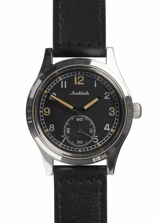 Aeschbach WW2 Pattern German Wehrmacht & Luftwaffe Dienstuhr (Army/Airforce Service Watch) with 24 Jewel Hand Wound Swiss Made Sellita SW216 Movement and Box Sapphire Crystal - Ex Photographic Sample Reduced
