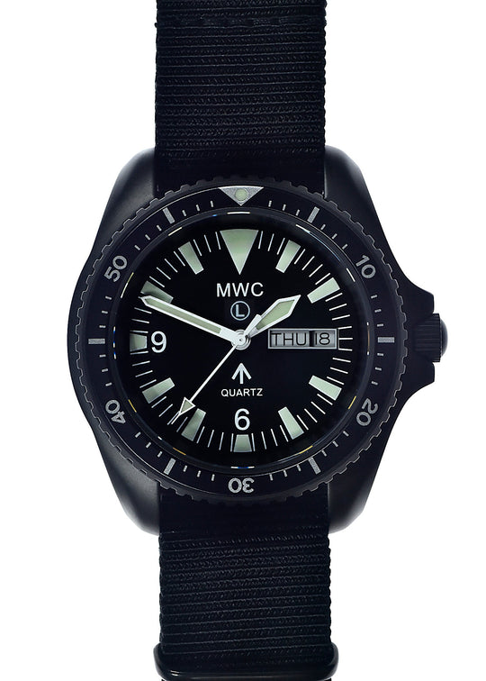 MWC 1999-2001 Pattern Quartz Day/Date Military Divers Watch in Covert Black PVD with Sapphire Crystal